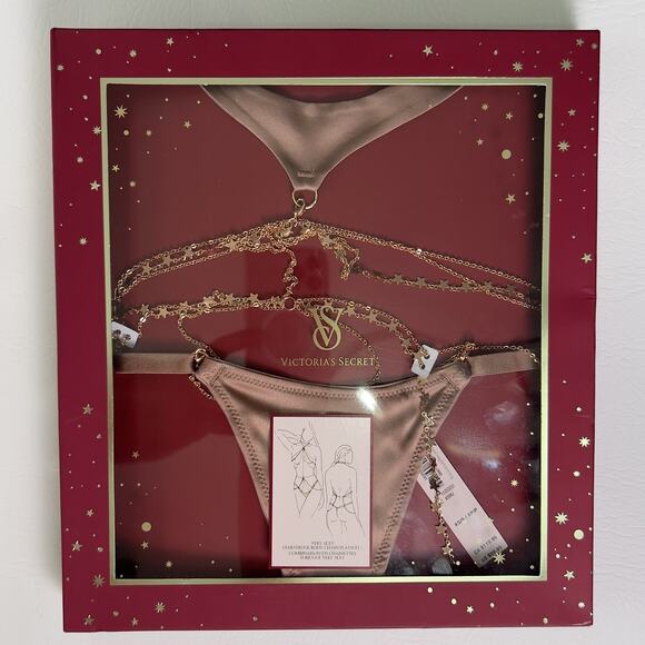 Victoria's Secret Very Sexy Starstruck Body Chain Playsuit Nude/Rose Gold XS/S - Picture 7 of 7